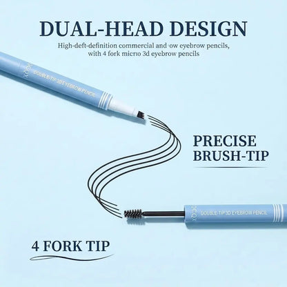 QCQX 2-in-1 Waterproof Micro-Fork Eyebrow Cosmetic Pencil