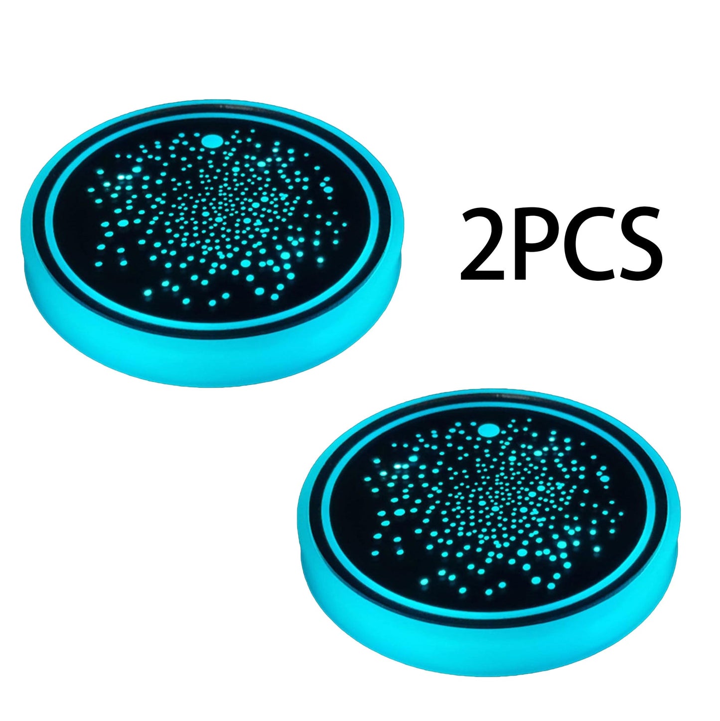 2PCS LED Car Coasters for Cup Holders 7 Colors Changing USB Charging Mat Waterproof