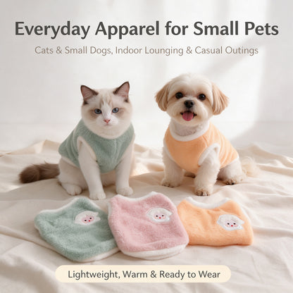 Warm Fluffy Fleece Pet Vest Cute Cartoon Embroidery