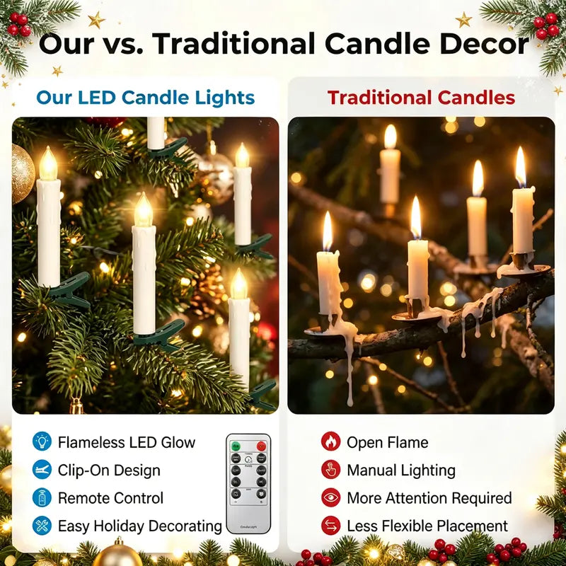10PCS LED Flameless Taper Candles Flickering with Remote Timer