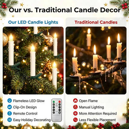 10PCS LED Flameless Taper Candles Flickering with Remote Timer