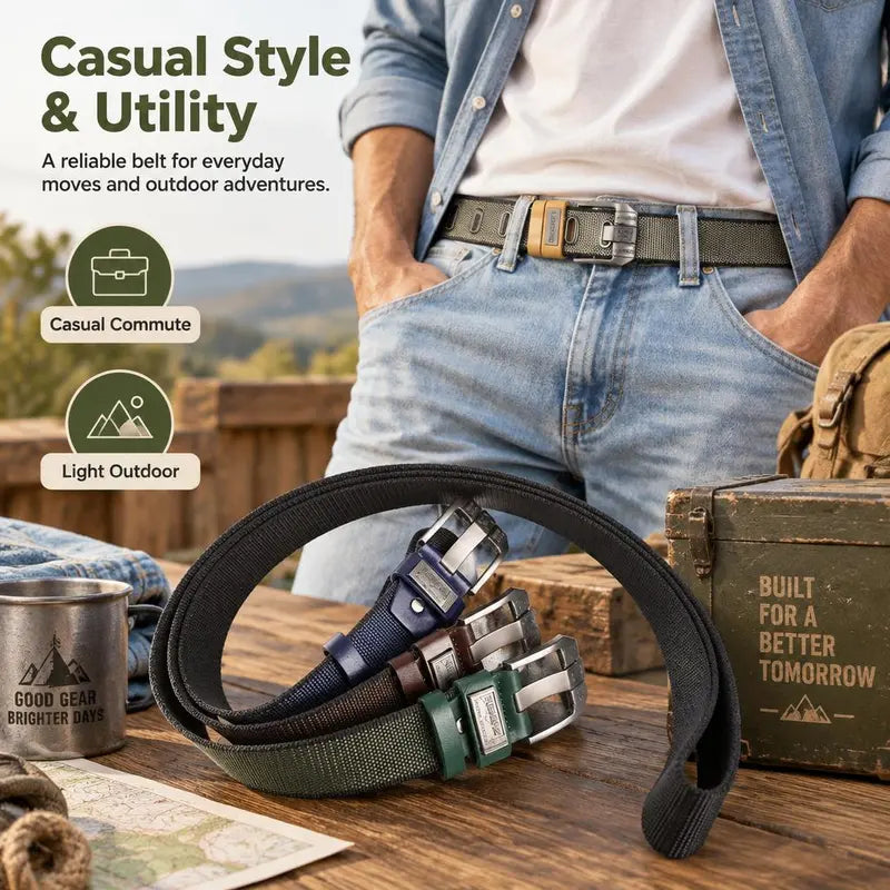 Men’s Nylon Canvas Belt with Pin Buckle