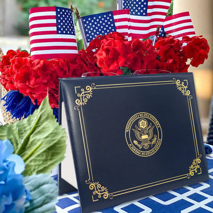 US Citizenship Certificate Holder Navy PU Naturalization Gold Foil Embossed
