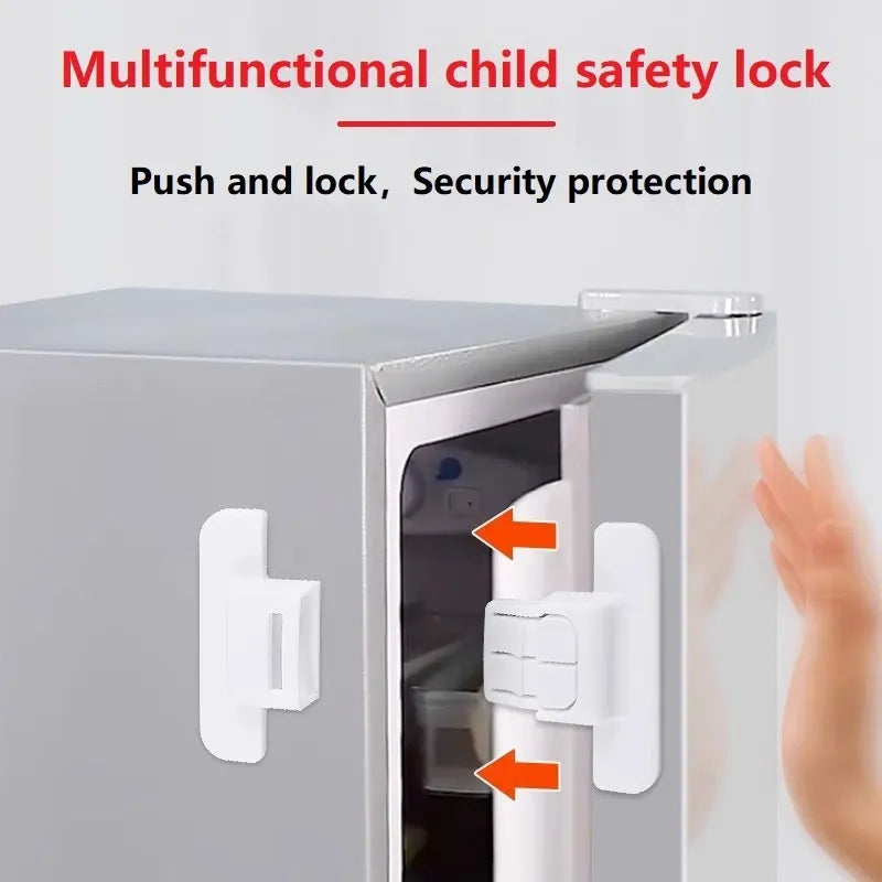 Safety Clip Automatic Lock Refrigerator Door Closers No Punching Universal Baby Anti-opening Device