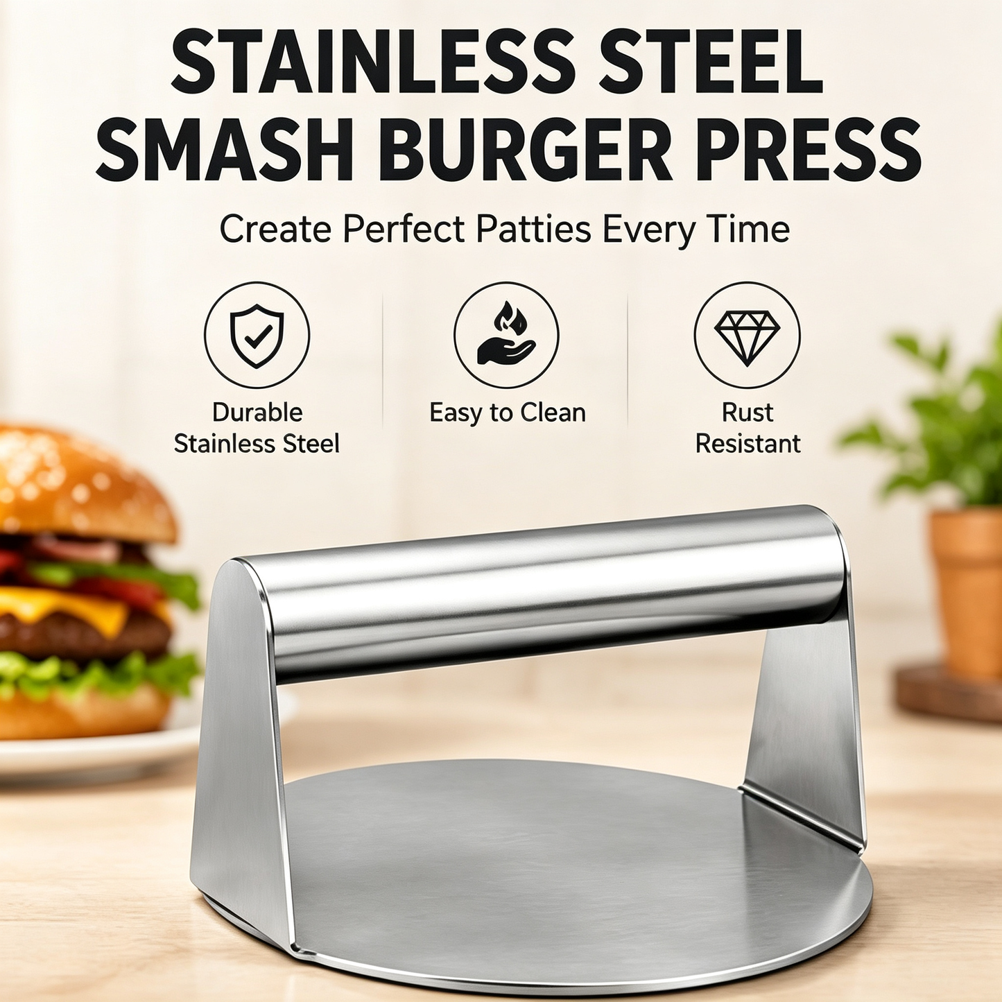 Heavy Duty Smash Burger Press for Griddle & Grill