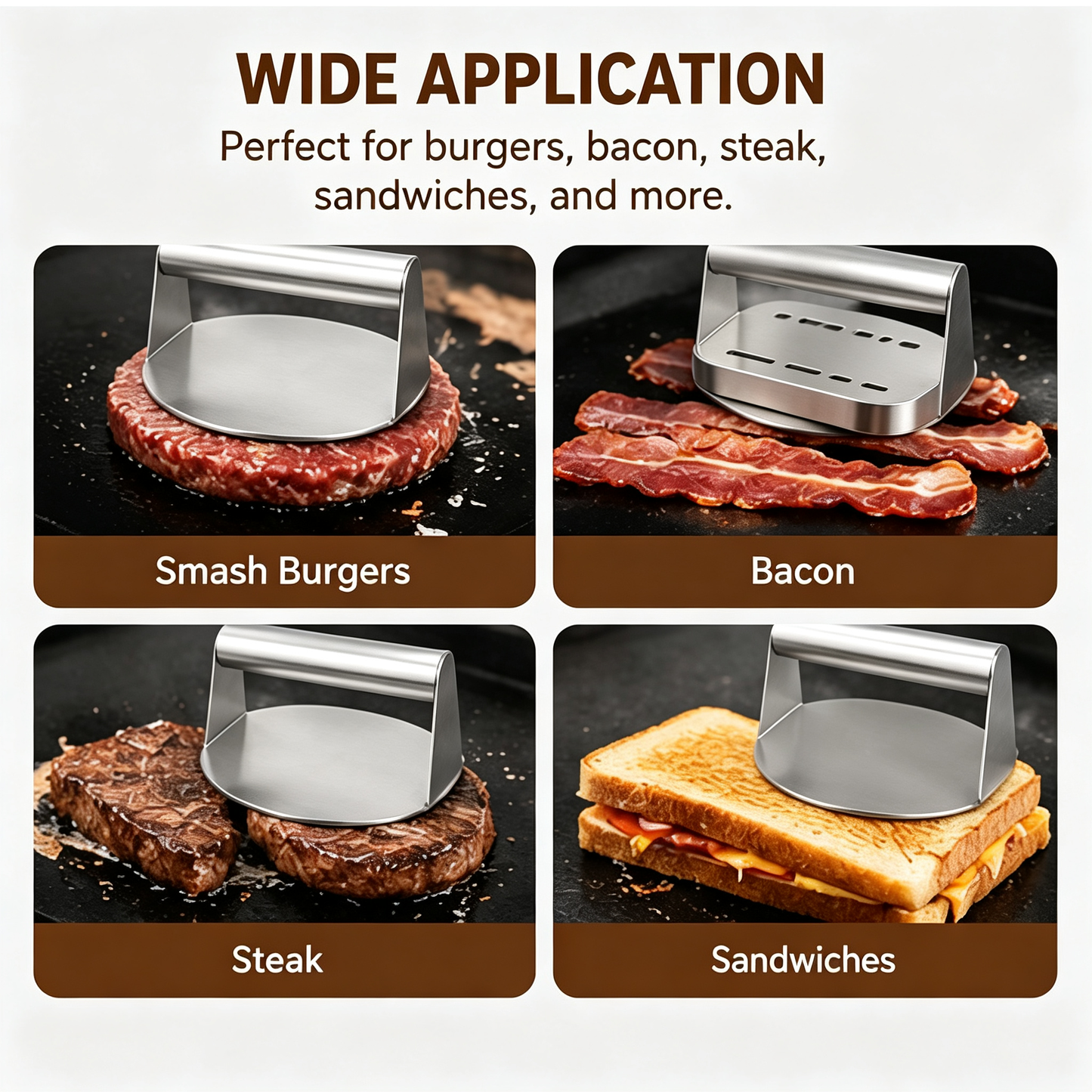 Heavy Duty Smash Burger Press for Griddle & Grill