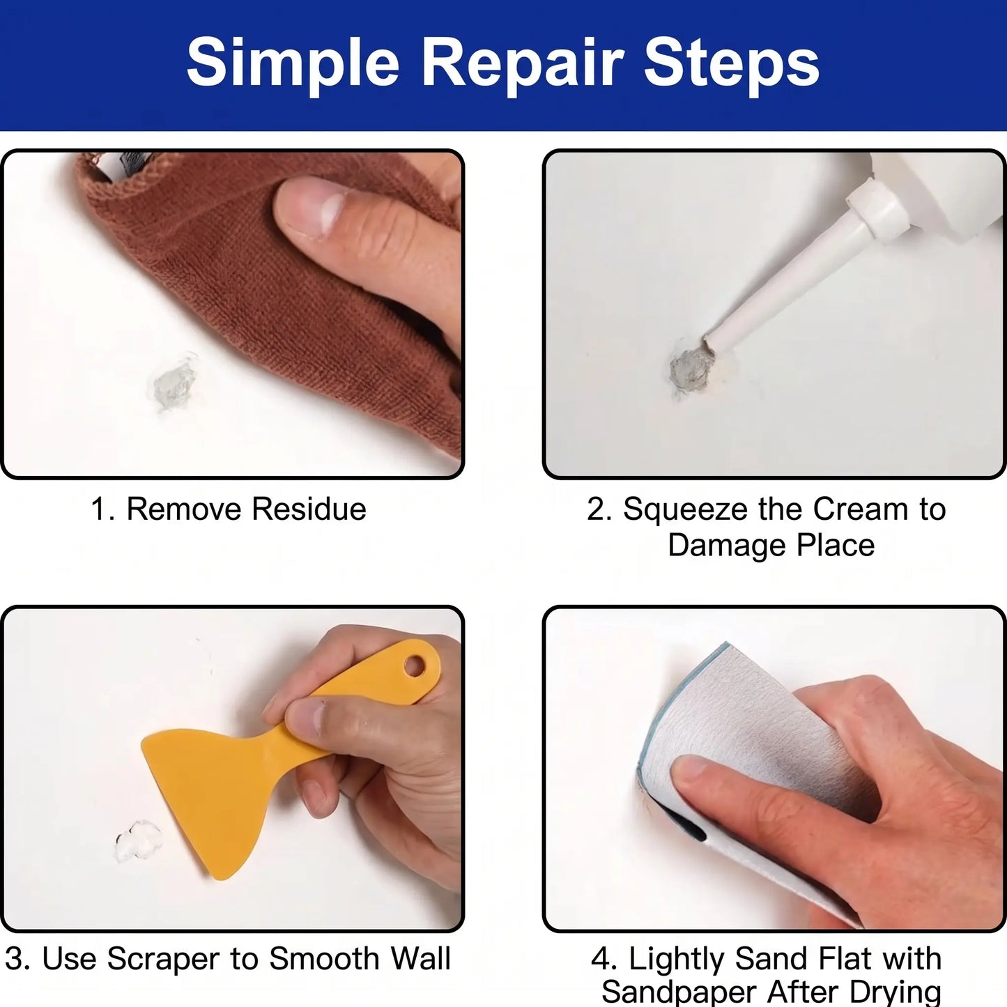 Upgraded Wall Hole Filler and Drywall Patch Repair Kit with Scraper