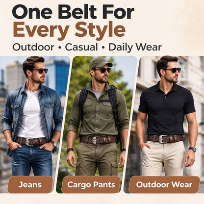 Mens Elastic Heavy Duty Alloy Square Buckle Braided Belt, No Hole Adjustable Casual Work Belts