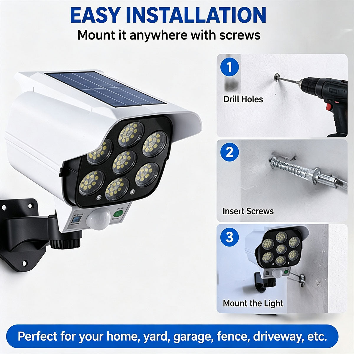 Solar Security Camera Light, Fake Surveillance Camera with Motion Sensor