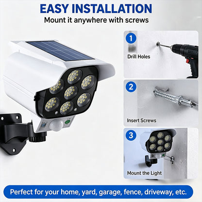 Solar Security Camera Light, Fake Surveillance Camera with Motion Sensor