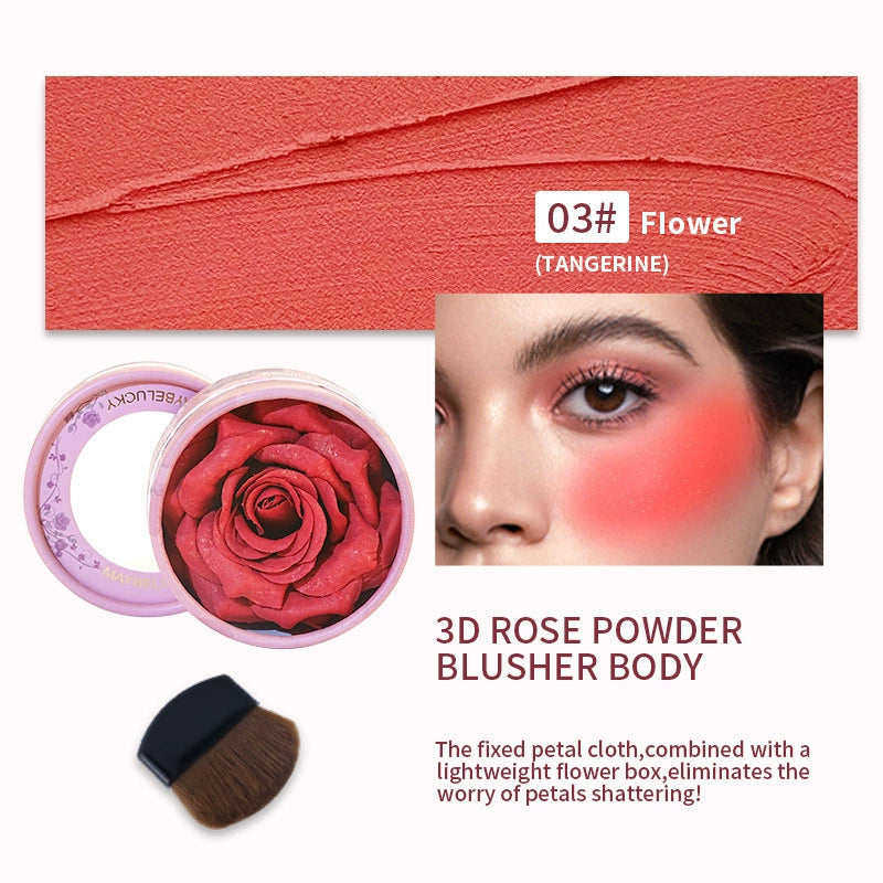 3D Rose Petal Blush Highlights Natural Makeup