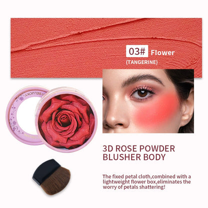 3D Rose Petal Blush Highlights Natural Makeup