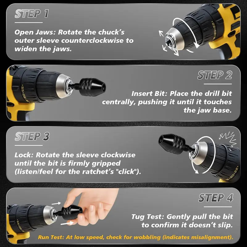 2Pcs Keyless Drill Chuck with Drill Press Adapter for Hand Drill