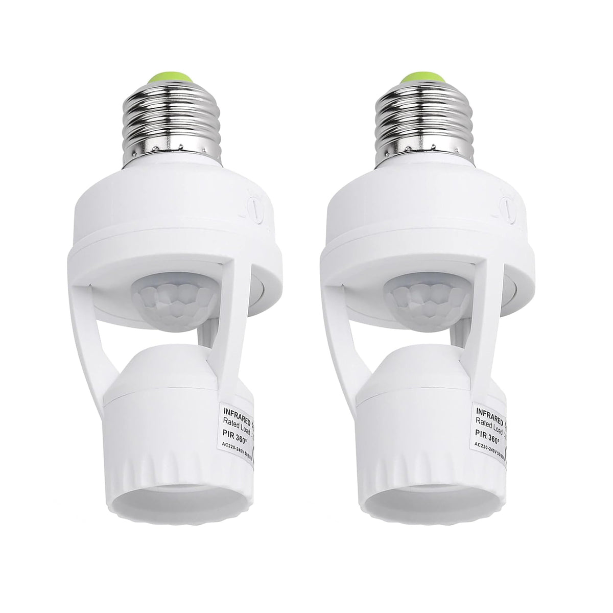 2Pcs Motion Sensor Activated Light Sockets, E26/E27 Screw in Add on/Off