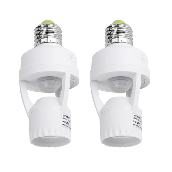 2Pcs Motion Sensor Activated Light Sockets, E26/E27 Screw in Add on/Off