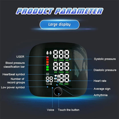 Wrist High Blood Pressure Monitor Automatic LCD Heart Rate Gauge BP Cuff Machine