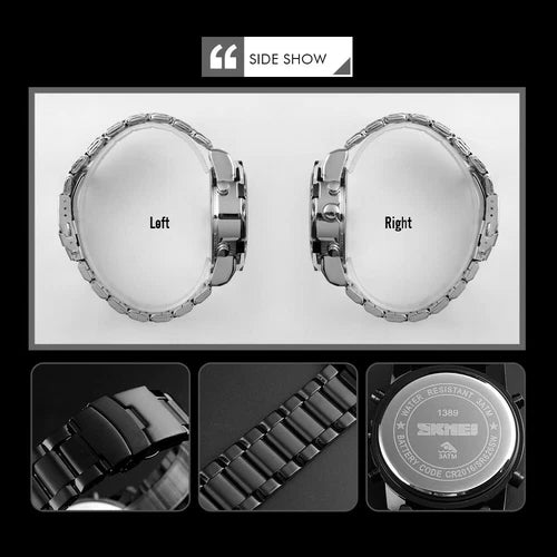 Men Quartz Watch Male Steel Wristwatch Fashion Big Dial Shockproof Watches