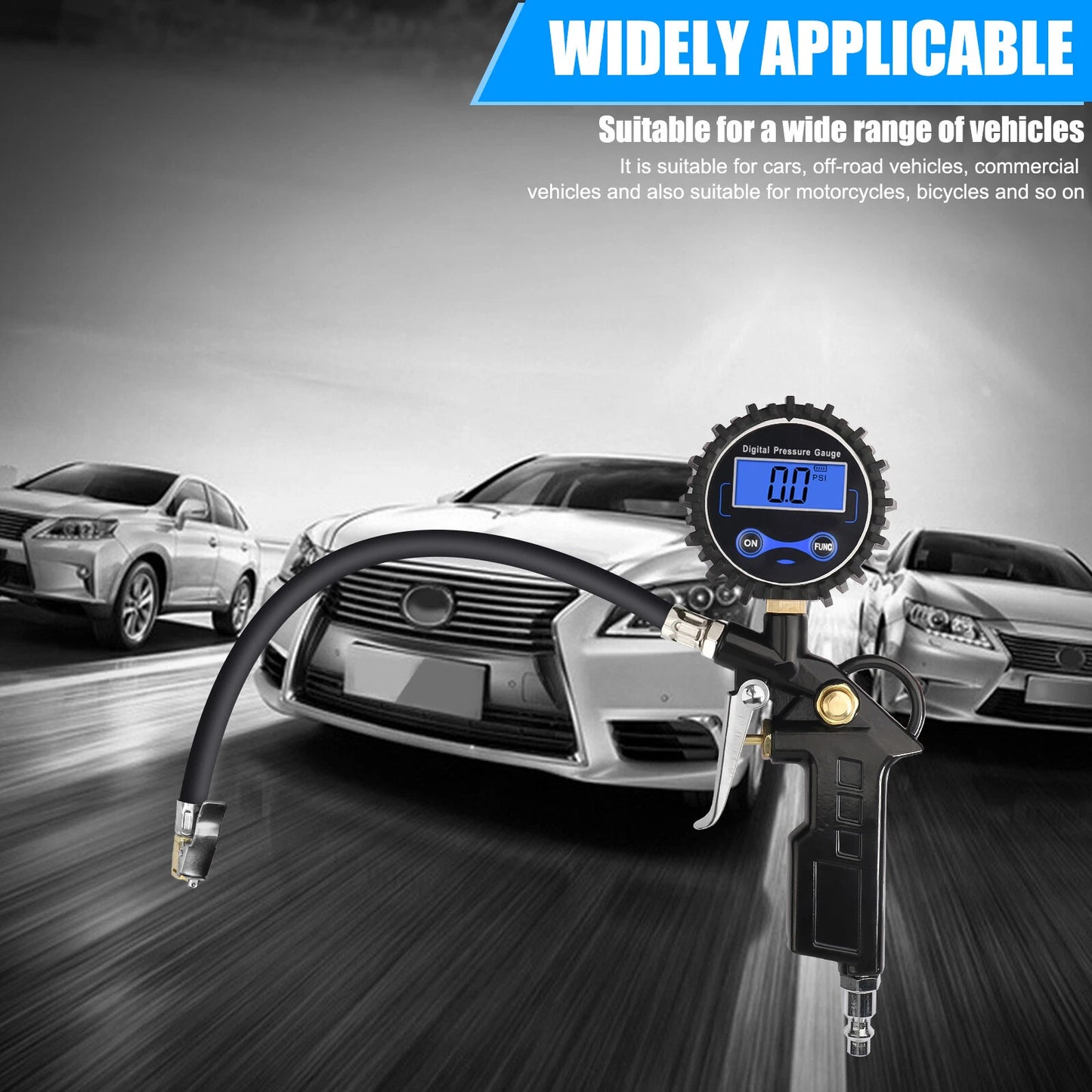 0-250 PSI Digital Tire Inflator with Easy to Read Pressure Gauge