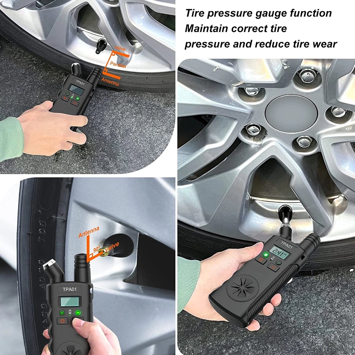 2 in 1 TPMS Relearn Tool Plus Digital Tire Pressure Gauge Reset Sensor For GM