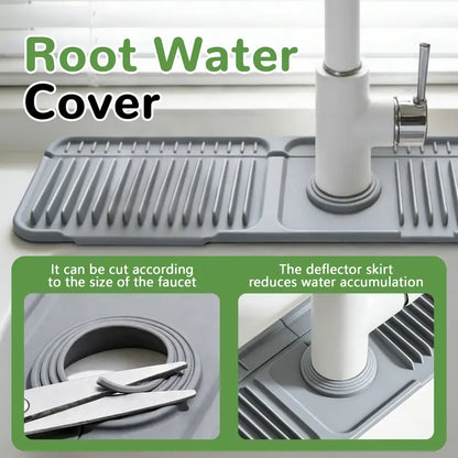 Kitchen Silicone Sink Faucet Mat - Upgraded Angled Fast-Drain