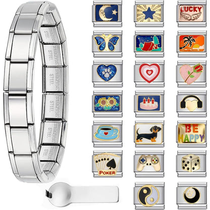 Italian Charms Bracelet Sets with 1 count Starter Brascelet 20 count Charms