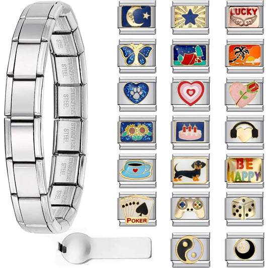 Italian Charms Bracelet Sets with 1 count Starter Brascelet 20 count Charms