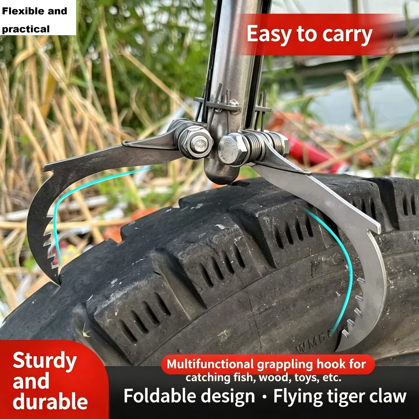 Multi-purpose Folding Grabbing Tool - Drone Rescue Gravity Claw Hook