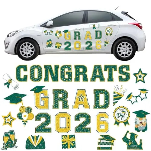 30PCS 2026 Graduation Car Magnets Congrats Grad Magnetic Bumper Stickers