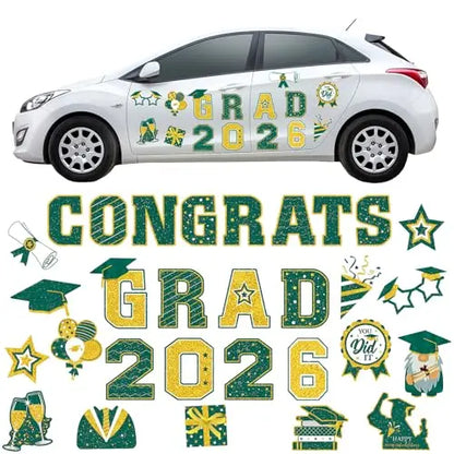 30PCS 2026 Graduation Car Magnets Congrats Grad Magnetic Bumper Stickers