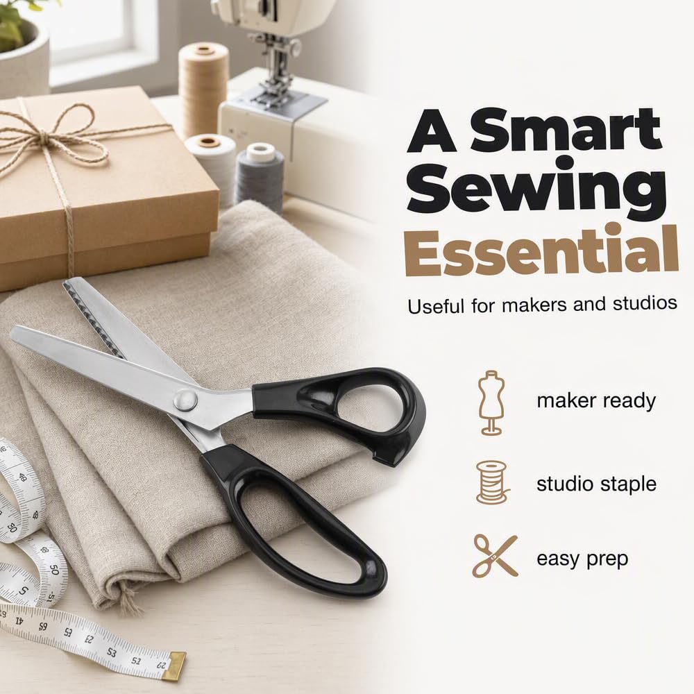 Stainless Steel Pinking Shears for Fabric,  Serrated Zig Zag Scissors