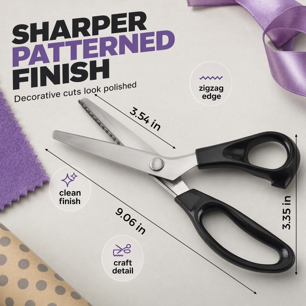 Stainless Steel Pinking Shears for Fabric,  Serrated Zig Zag Scissors