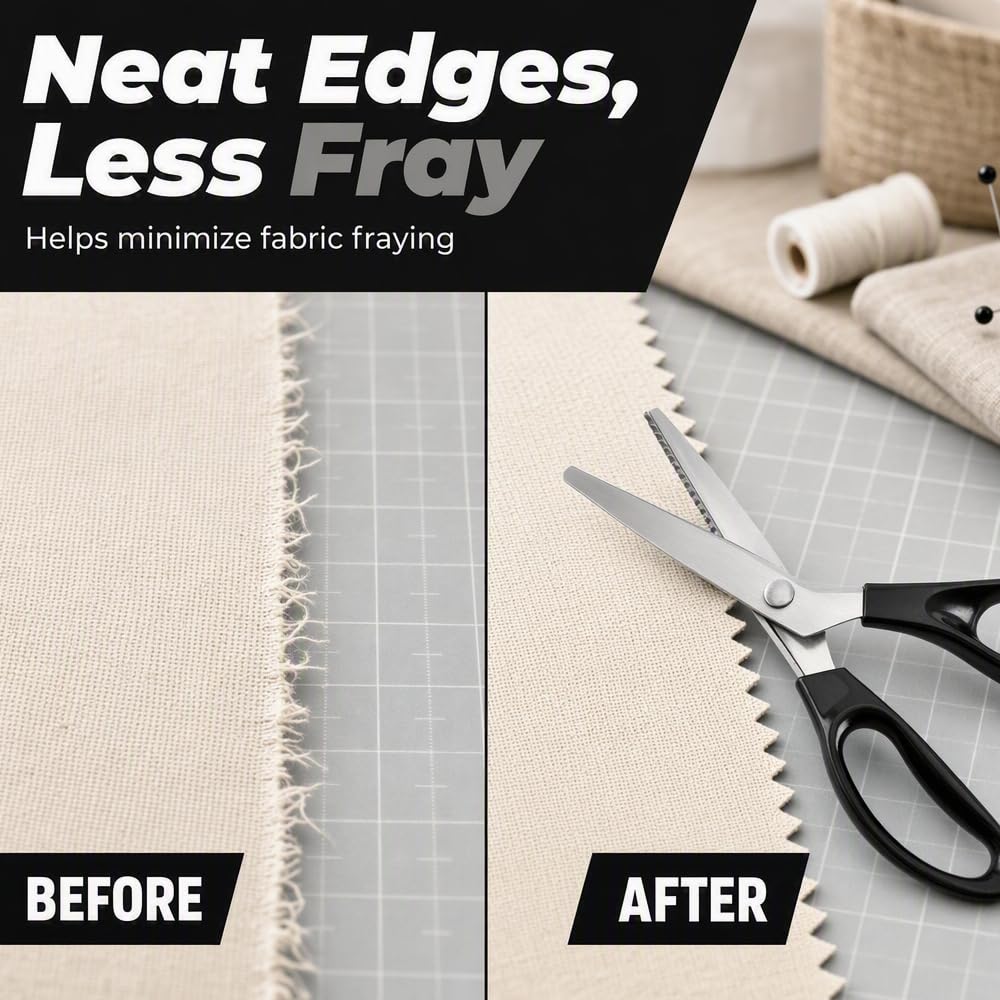 Stainless Steel Pinking Shears for Fabric,  Serrated Zig Zag Scissors