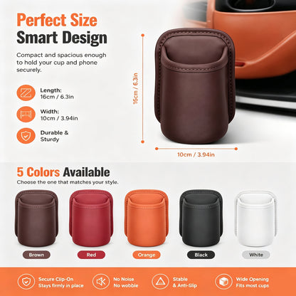 Leather Car Door Cup Holder Wide Mouth Opening, Automotive Accessories Water Bottle Organizer Mount