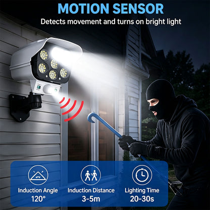 Solar Security Camera Light, Fake Surveillance Camera with Motion Sensor