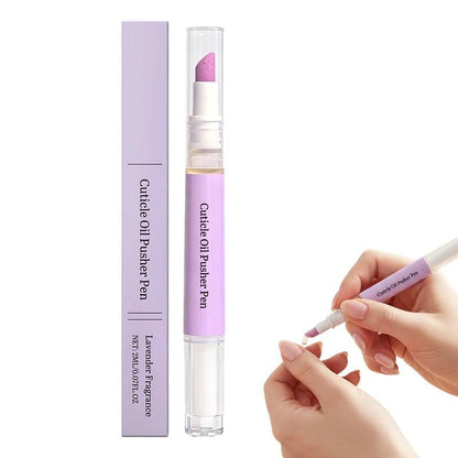 2-in-1 Nail Care Tool with Ceramic Cuticle Pusher & Moisturizing Oil