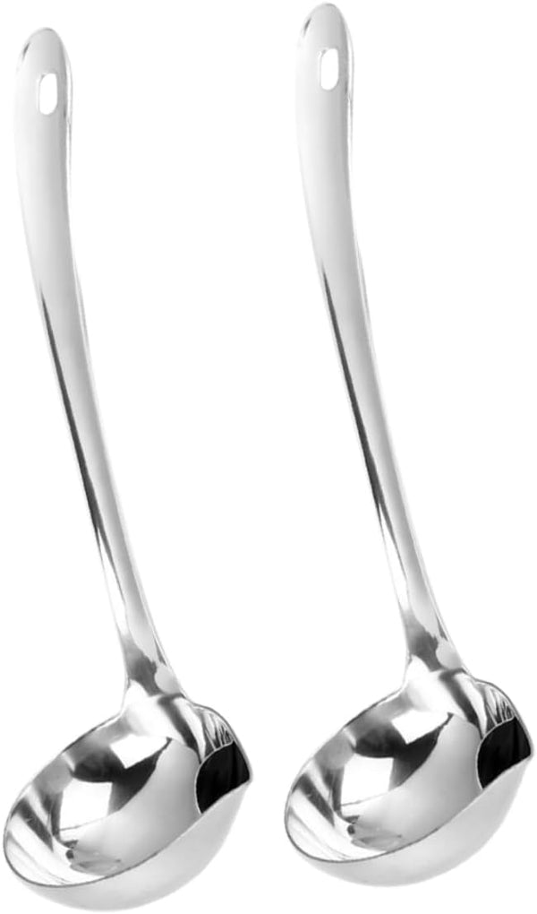 2Pcs Oil Separating Stainless Steel Soup Ladle,Grease Trap Long Spoon