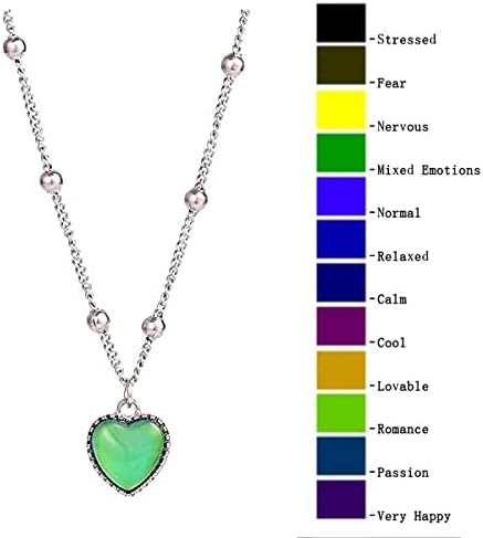 Mood Pendant Necklace Heart-Shaped Temperature-Sensitive Color-changing Necklace