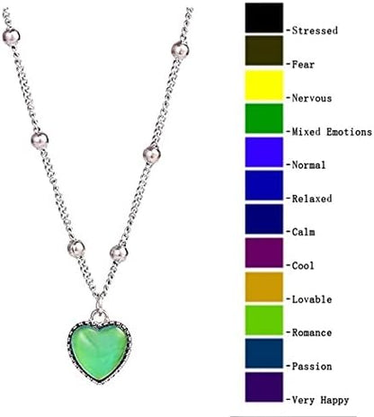Mood Pendant Necklace Heart-Shaped Temperature-Sensitive Color-changing Necklace