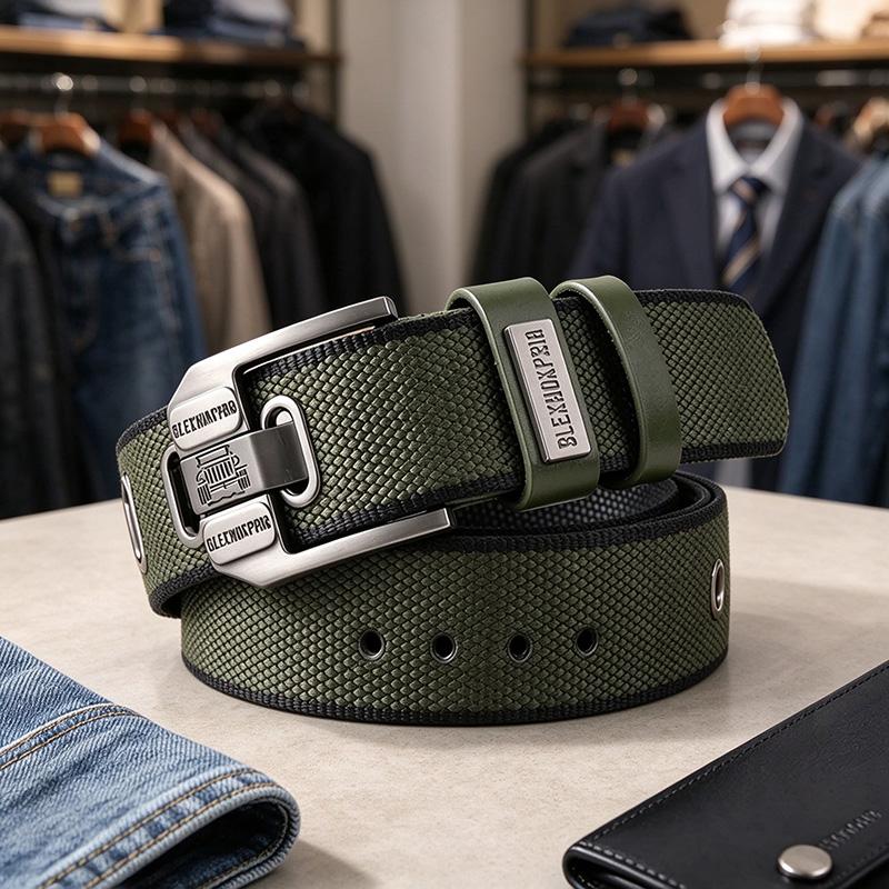 Men’s Nylon Canvas Belt with Pin Buckle
