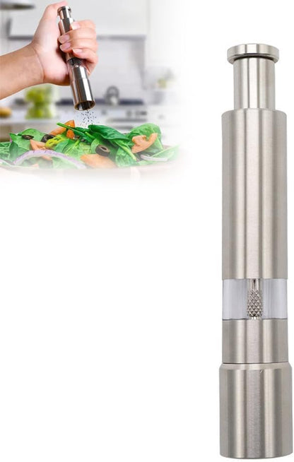 Stainless Steel Sea Salt and Pepper Mill with Push Button