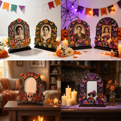 Traditional Day of the Dead Wooden Photo Frame Decor