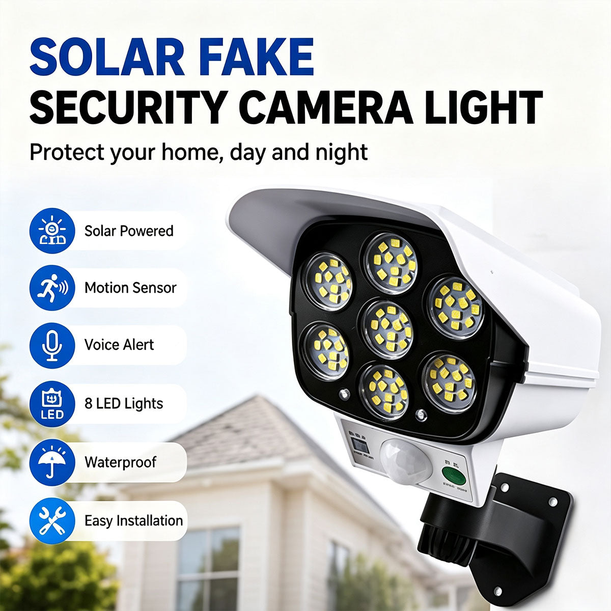 Solar Security Camera Light, Fake Surveillance Camera with Motion Sensor
