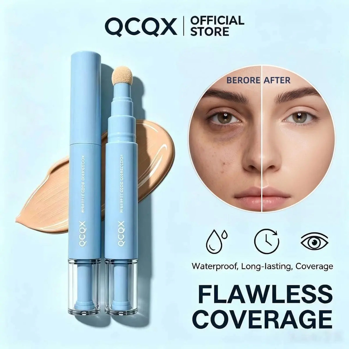 【QCQX】Dual-Effect Color Correcting Multi-Use Concealer & Foundation