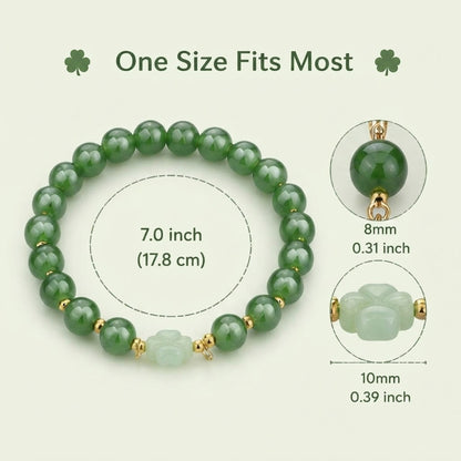 St. Patrick's Day Lucky Green Four-Leaf Clover Bracelet, Irish-Themed Gift for Women