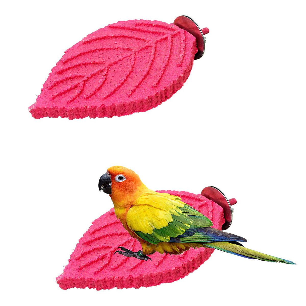 2 Pcs Parrot Perch Resin Bird Beak Grinding Stone, Leaf Shape Perch Stand Foot Clawing Trimmer