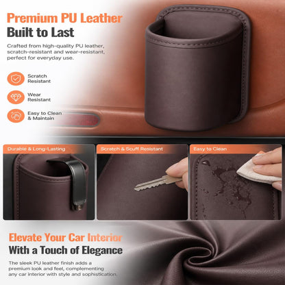 Leather Car Door Cup Holder Wide Mouth Opening, Automotive Accessories Water Bottle Organizer Mount