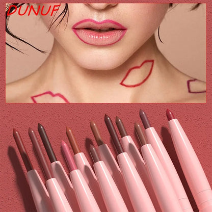 12 Colors Retractable Lip Liner Kit, Creamy Matte Lip Sculpting