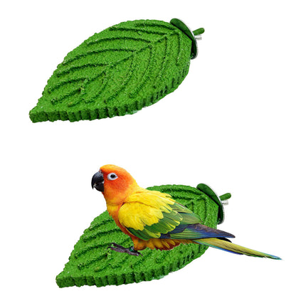 2 Pcs Parrot Perch Resin Bird Beak Grinding Stone, Leaf Shape Perch Stand Foot Clawing Trimmer
