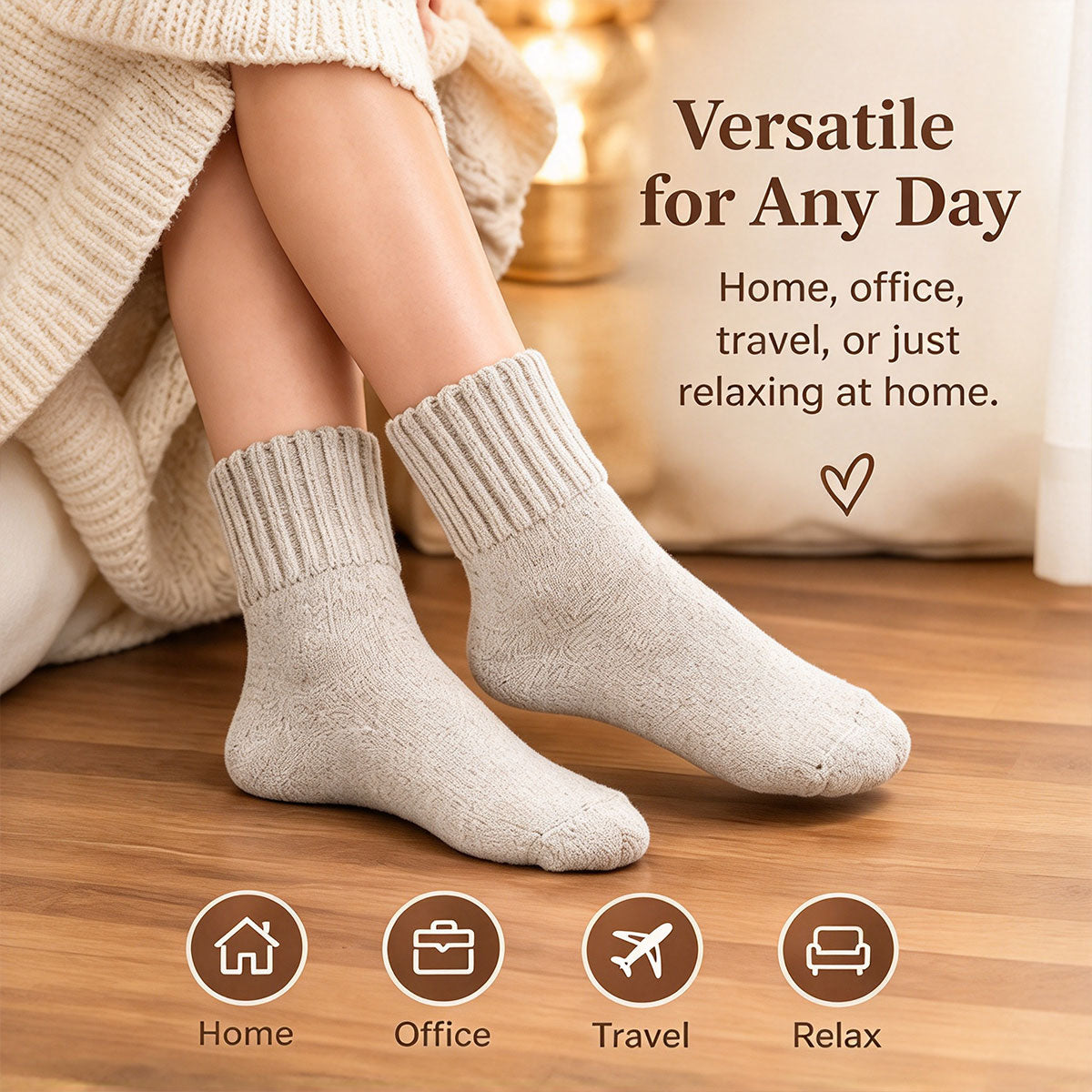 5 Pairs Maillard Style Fleece Lined Thick Terry Socks