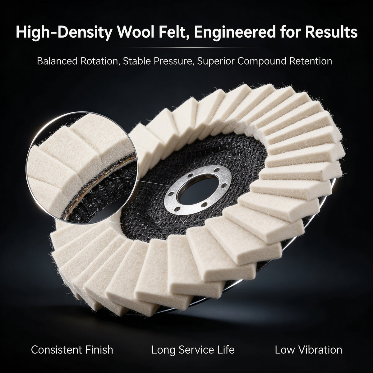 3Pcs Premium Wool Felt Polishing Flap Disc for Angle Grinders